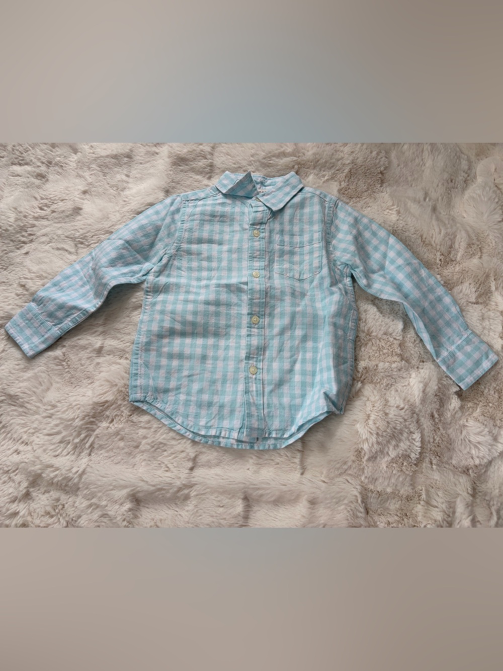 Janie and Jack Aqua and White Gingham Button-Front Shirt